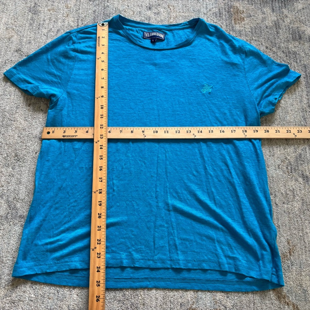 VILEBREQUIN LINEN SHORT SLEEVE T SHIRT CASUAL COOL BLUE LARGE EFFORTLESS Women - Picture 7 of 8